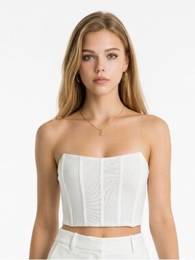 SHEIN White Strapless Corset Crop Top